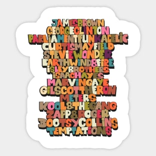 Funk Legends. Funky style typography. One nation under a groove. Sticker